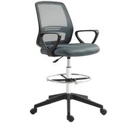 Vinsetto Fauteuil de Bureau Chaise de Bureau 68l x 76,5l x 100-120H cm Gris | Assise Haute Réglable, Tabouret de Bureau Pivotant 360°, Maille Respirante