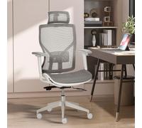 Vinsetto Fauteuil de Bureau Chaise de Bureau Chaise de Jeu avec Appuie-tête Coussin Lombaire Accoudoirs 3D 3 Étapes Roues Pivotantes à 360° Réglable en Hauteur Ergonomique Tissu en Maille Mousse Gris