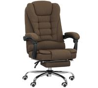 Vinsetto Fauteuil de Bureau, Chaise de Bureau Ergonomique avec Hauteur réglable, Dossier inclinable et Repose-Pied, Tissu Aspect Lin, pour Chambre, télétravail, Charge 120 Kg, Marron
