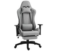 Vinsetto Fauteuil de bureau chaise de bureau manager grand confort repose-pied tétière + coussin lombaires intégrés dossier inclinable accoudoirs réglables lin gris