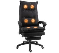 Vinsetto Fauteuil de bureau direction massant hauteur réglable dossier inclinable repose-pied intégré toile de lin noir