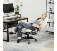 Vinsetto Fauteuil de bureau ergonomique avec fonction de massage, 68 x 72 x 110-120 cm, Blanc crème
