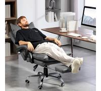 Vinsetto Fauteuil de bureau ergonomique, hauteur d'assise ajustable, dossier inclinable, simili-cuir, Gris foncé