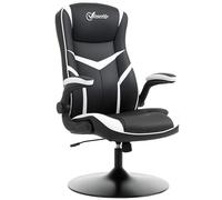 Vinsetto Fauteuil de Bureau Ergonomique, Hauteur réglable, Base Fixe, accoudoirs Pliables, Noir et Blanc