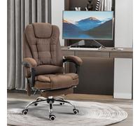 Vinsetto Fauteuil de Bureau massant Chauffant Fauteuil Bureau Ergonomique Hauteur réglable Dossier inclinable Repose-Pied + Coussin lombaires intégrés Marron