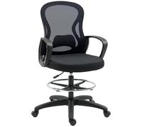 Vinsetto Chaise de bureau ergonomique - maille, repose-pieds, soutien lombaire, pivotant 360°, noir