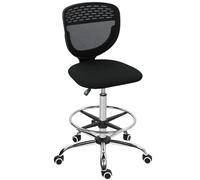 Vinsetto Fauteuil de bureau ergonomique, régalable, bureau, confort bureau en acier, tissu, polyester noir in vec repose-pieds Aosom France