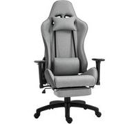 Vinsetto Fauteuil chaise de bureau manager repose-pied tétière + coussin lombaires intégrés dossier inclinable accoudoirs réglables lin gris