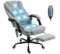 Vinsetto Fauteuil de Bureau massant, Chaise de Bureau, Chaise Ergonomique avec Hauteur réglable, Dossier inclinable et télécommande Filaire, Repose-Pieds rétractable et pivotant à 360°, Gris