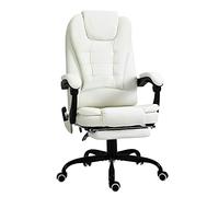 Vinsetto Fauteuil de Bureau Massant 7 Points Repose-Pieds Rétractable Blanc | Chaise de Bureau Ergonomique, Dossier Inclinable 155°, Hauteur Réglable, Télécommande Filaire, Pivotant 360°