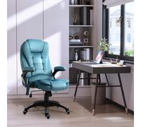 Vinsetto Fauteuil de bureau massant avec 6 points de massage par vibration hauteur réglable dossier inclinable 67 x 67 x 116-126 cm bleu
