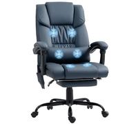 Fauteuil de bureau massant - Vinsetto - repose-pied, hauteur réglable, dossier inclinable, télécommande filaire - 66x75x122cm - bleu
