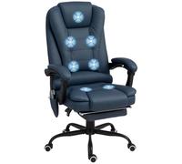 Vinsetto Fauteuil de Bureau massant, Chaise de Bureau, Chaise Ergonomique avec Hauteur réglable, Dossier inclinable et télécommande Filaire, Repose-Pieds rétractable et pivotant à 360°, Bleu