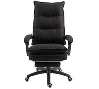 Vinsetto Fauteuil de Bureau massant Ergonomique, Chaise de Bureau avec Dossier inclinable, Hauteur réglable, Repose-Pied intégré, télécommande Filaire, pivotant 360°, Toile de Lin Noir