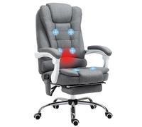 Vinsetto Fauteuil de Bureau massant et Chauffant, Chaise de Bureau, Chaise Ergonomique avec Hauteur réglable, Dossier inclinable et télécommande Filaire, pivotant à 360°, en Toile de Lin, Gris