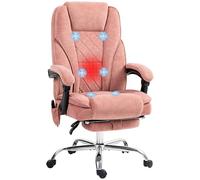 Vinsetto Fauteuil de bureau manager massant chauffant inclinable télécommande velours rose poudré