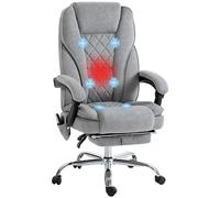 Vinsetto Fauteuil de Bureau massant et Chauffant Chaise de Bureau Chaise Ergonomique avec Hauteur réglable Dossier inclinable télécommande Filaire Repose-Pieds rétractable et pivotant 360° Gris