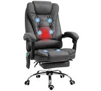 Vinsetto Fauteuil de Bureau massant et Chauffant, Chaise de Bureau Ergonomique Hauteur réglable, Dossier inclinable, Repose-Pieds, télécommande Filaire, pivotant 360°, Tissu en Microfibre, Gris foncé