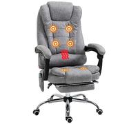 Vinsetto Fauteuil de Bureau massant et Chauffant, Chaise de Bureau Ergonomique Hauteur réglable, Dossier inclinable, Repose-Pieds, télécommande Filaire, pivotant 360°, Tissu en Microfibre, Gris