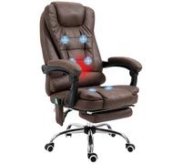 Fauteuil de bureau direction massant chauffant hauteur réglable dossier inclinable repose-pied rétractable tissu technique marron Marron G