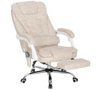 Vinsetto Fauteuil de bureau massant et chauffant, chaise de bureau, hauteur réglable, dossier inclinable, 65x70x111-119cm, crème