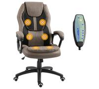 Vinsetto Fauteuil de Bureau massant Fauteuil Bureau Confortable Hauteur réglable pivotant 360° Polyester PU Gris Brun