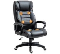 Vinsetto Fauteuil de Bureau massant Fauteuil Bureau Ergonomique Grand Confort Hauteur réglable Fonction Dossier à Bascule revêtement synthétique Noir