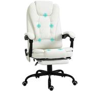 Vinsetto - fauteuil de bureau massant - Garnissage mousse - 67x 79x121cm - Blanc