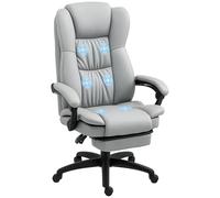 Vinsetto Fauteuil de Bureau massant par Vibrations, Chaise de Bureau Ergonomique avec Repose-Pieds rétractable, Hauteur réglable, Dossier inclinable, télécommande Filaire et pivotant à 360°, Gris