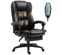 Vinsetto Fauteuil de Bureau massant par Vibrations, Chaise de Bureau Ergonomique, Repose-Pieds, Assise Large 57 cm, Hauteur réglable, Dossier inclinable, télécommande Filaire et pivotant à 360°, Noir