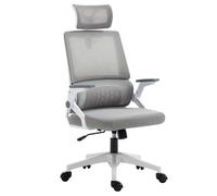 Vinsetto Fauteuil de bureau réglable tissu maille polyester dossier ergonomique inclinable pivotant Gris