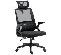 Vinsetto Fauteuil de bureau réglable tissu maille polyester dossier ergonomique inclinable pivotant Noir