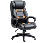 Vinsetto Fauteuil de bureau direction massant, hauteur réglable, dossier à bascule, simili cuir Noir