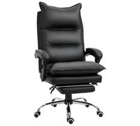 Vinsetto Fauteuil de bureau ergonomique, dossier inclinable, hauteur réglable, repose‑pied, noir