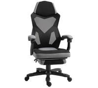 Vinsetto Chaise de Bureau Fauteuil Gaming Hauteur réglable Dossier roulettes pivotantes Repose-Pied Tissu en Maille 58L x 63l x 112-122H cm Gris Noir