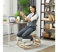 Vinsetto Fauteuil Ergonomique avec Inginocchiatoio en Bois de Bouleau et Coussin, 51x69x58 cm, Crème