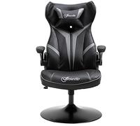 Vinsetto Fauteuil Gamer Chaise de Jeu Gaming pivotante 360° Ergonomique Hauteur réglable accoudoirs revelables Coussin têtière Inclus revêtement Similicuir 67 x 70 x 106-112 cm Gris Clair et Noir