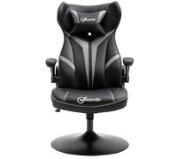 Vinsetto Fauteuil Gamer Chaise de Jeu Gaming pivotante 360° Ergonomique Hauteur réglable accoudoirs revelables Coussin têtière Inclus revêtement Similicuir 67 x 70 x 106-112 cm Gris Clair et Noir