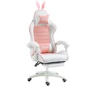 Vinsetto Gaming Chair Ergonomique Gamer Chair with Lendenwirbel Support, Foot Support, Gaming Chair with Rabbit Ears, Coussin, Cha