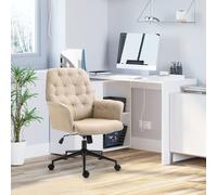 Vinsetto Lot de 2 fauteuils de bureau chaise de bureau hauteur réglable roulettes pivotant 360° tissu chanvre beige