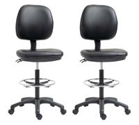 Vinsetto Lot de 2 tabourets à roulettes Hauteur Réglable 69-91 cm | Dossier Inclinable, Repose-Pieds Réglable
