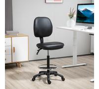 Vinsetto Lot de 2 tabourets à roulettes réglable en hauteur 69-91 cm avec dossier inclinable et repose-pieds réglable