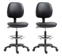 Vinsetto Lot de 2 tabourets à roulettes réglable en Hauteur 69-91 cm avec Dossier inclinable et Repose-Pieds réglable
