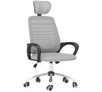 Vinsetto Mesh Office Chair, Chaise de Bureau Ergonomique avec Appui-tête réglable, Soutien Lombaire, accoudoir, Hauteur réglable, roulettes pivotantes, Gris