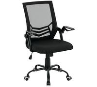 Vinsetto Mesh Office Chair with Flip-up Armrest, Swivel Computer Chair with Lumbar Support, Adjustable Height, Tilt Function for Home/Office, Black (en Anglais)