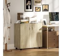 Vinsetto Meuble de Bureau de Rangement Polyvalent avec Serrure, 2 Portes et Étagère Interne, 80x40x80 cm, Chêne