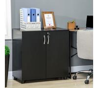 Vinsetto Meuble de Bureau Porte-documents Polyvalent avec Serrure, 2 Portes et Étagère Interne, 80x40x80 cm, Noir