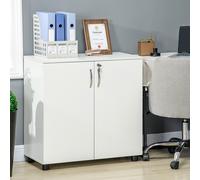Vinsetto Mobiletto da Ufficio Multiuso avec Serrure, Armoire pour Documents avec 2 Portes et Étagère Intérieure en Bois, Blanc, 80x40x80cm