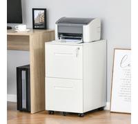 Vinsetto Rollcontainer, Armoire à dossiers suspendus, Cloison amovible, verrouillage central, boîtier en acier, 5 roues, blanc, 39 x 48 x 67 cm