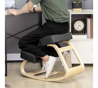 Vinsetto Siège assis-genoux ergonomique chaise à genoux coussin confortable à bascule en tissu et bois